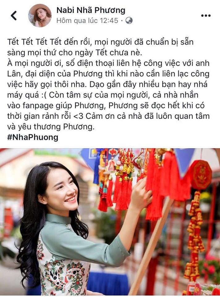Trạng thái mới của Nhã Phương trên trang Facebook sau tin đồn sinh con gái.